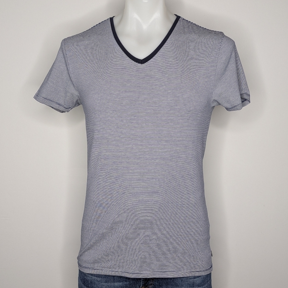 Scotch & Soda True Gentleman Blue White Striped V Neck T-shirt M